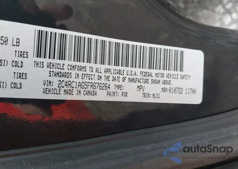 2015 Chrysler Town & Country Lx z USA, uszkodzony, nr VIN 2C4RC1AG5FR676264